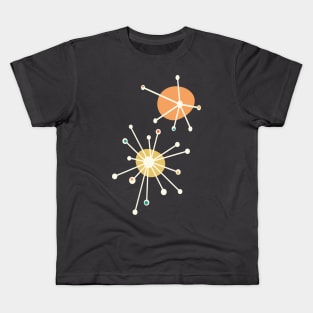 Mid Century Atomic Starburst Dark Teal Kids T-Shirt